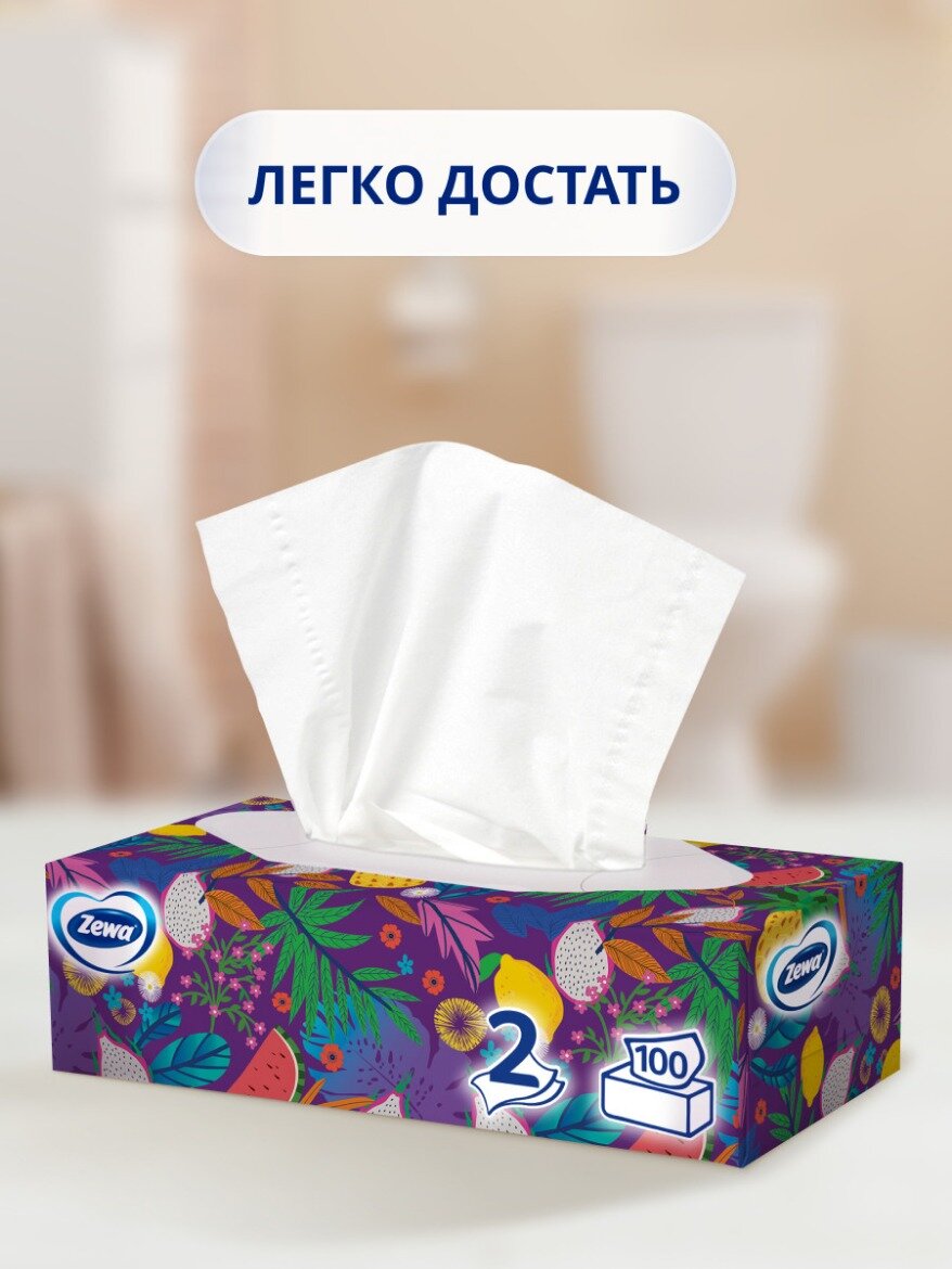 Салфетки бумажные в коробке Zewa Everyday, 2 слоя, Набор 3 уп. х 100 шт. — фото 1