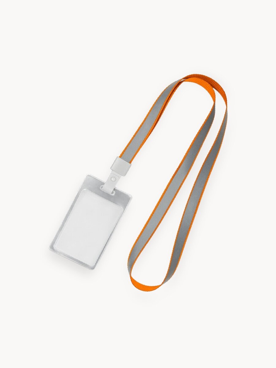 Держатель для бейджа Flexpocket, светоотражающая лента, оранжевый
