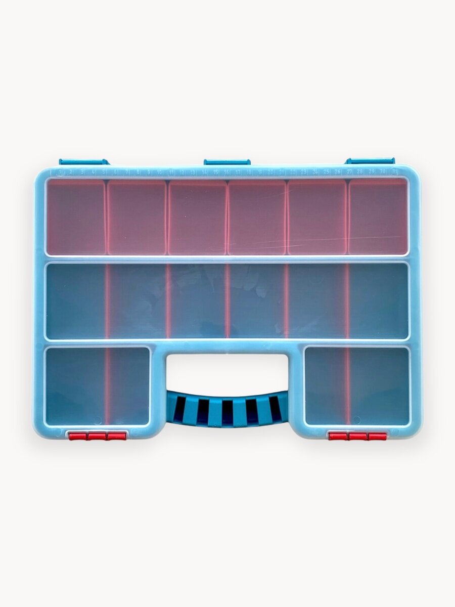 Органайзер Jettools 355х260х60мм с лотками 6шт JETSystem и разделителями 16 ячеек бирюзовый