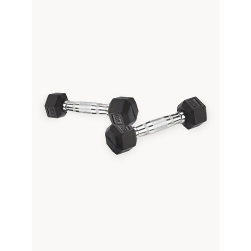 Гантели литые обрезиненные INDIGO, гексагональные, 2шт по 1кг