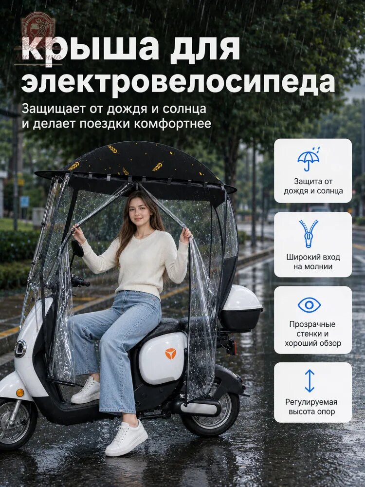 Крыша для электровелосипеда, закрытая конструкция, от дождя, ветра и солнца
