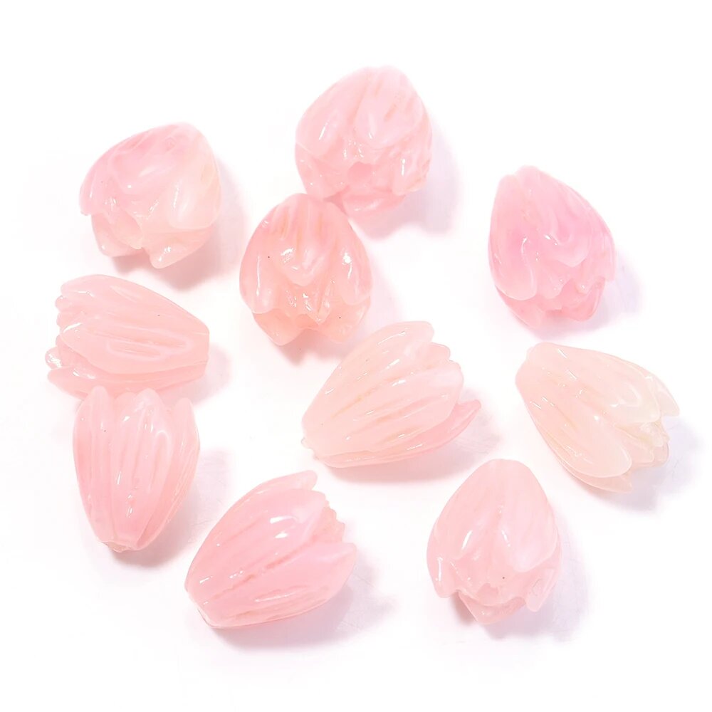 Цветные бусины из перламутра в форме бутонов жасмина Розовый, Pink white