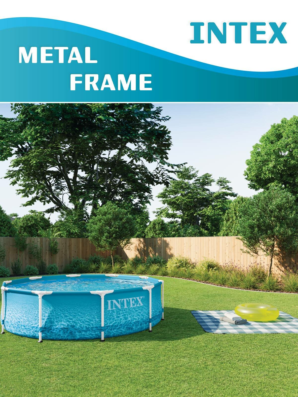 Бассейн каркасный Intex 28206 Metal Frame Beachside голубой, 305х76см — фото 1