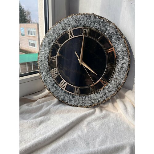 Часы настенные из эпоксидной смолы ручной работы кварцевые диаметр 35см 4000₽