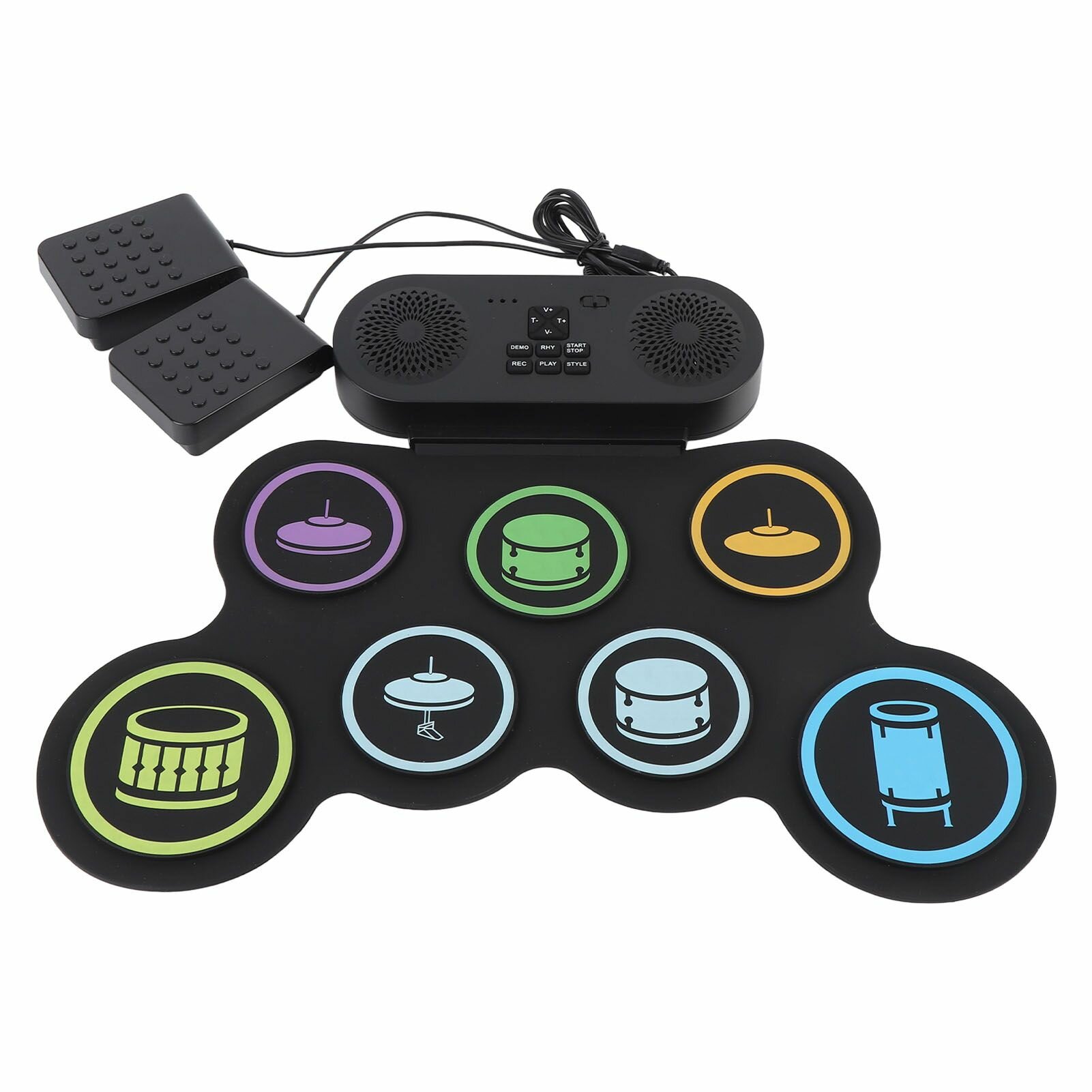 Электронная ударная установка с двойным стереодинамиком, Bluetooth и MIDI, 1200мАч, для профессионалов и новичков