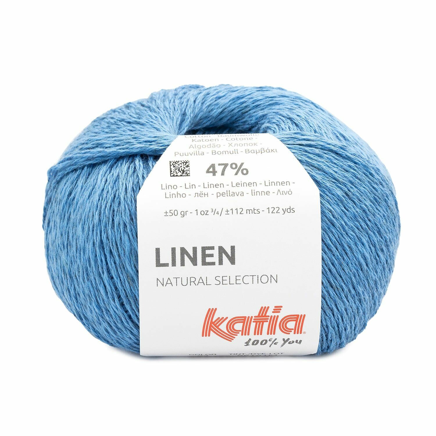 Пряжа для вязания Katia Linen (34 Bright blue) 1 моток 50 г/112 м