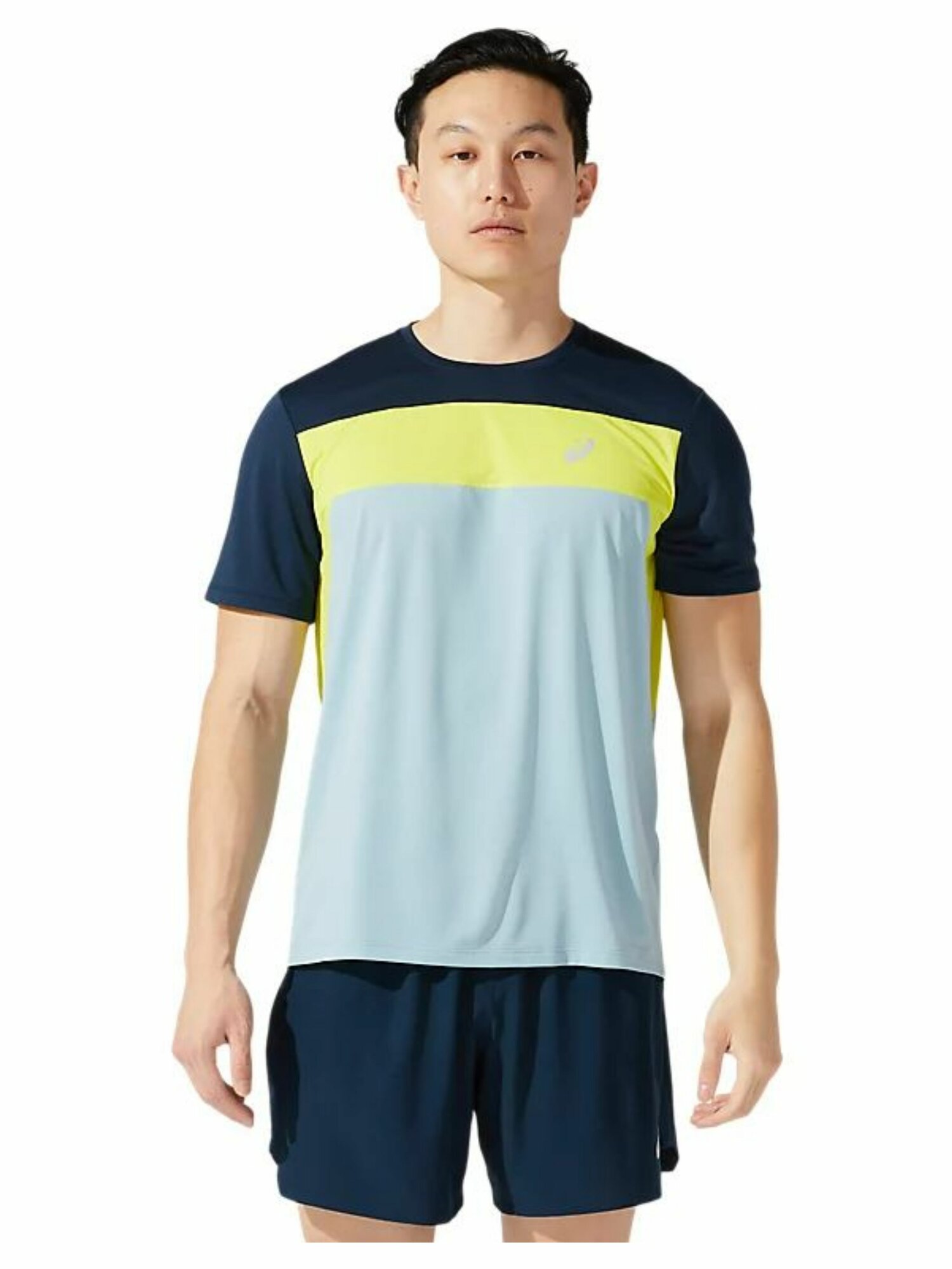 Футболка спортивная ASICS, размер M, синий, голубой, желтый