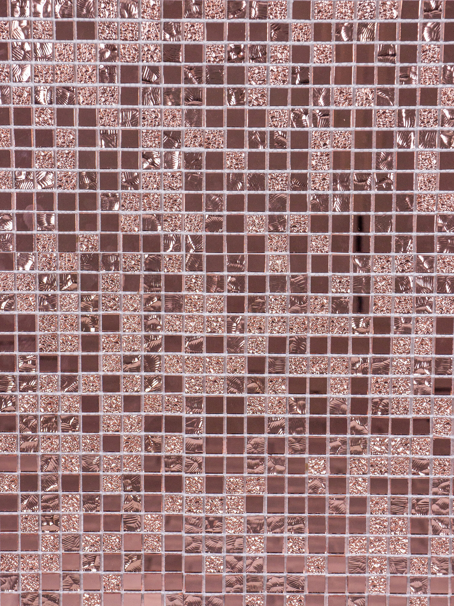 Зеркальная плитка мозаика Surface 300х300 мм (уп. 1 шт) /на сетке /с элементом 15х15 мм Розовое золото / толщина 4 мм