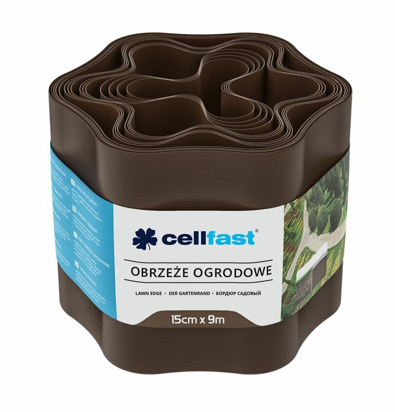 Лента бордюрная CELLFAST гофра 15cм коричневая 9м