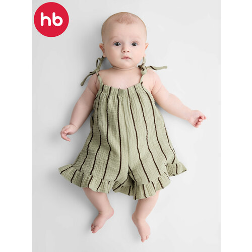 фото Комбинезон happy baby весна-лето 2025, открытая стопа, размер 74-80, зеленый