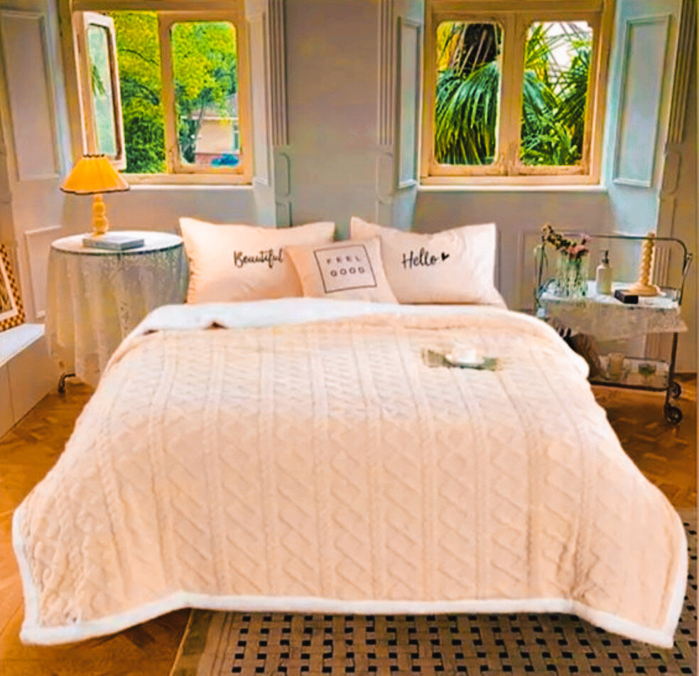 Плед/покрывало на кровать/диван 200х220 см шерстяной Велсофт Персик YZ