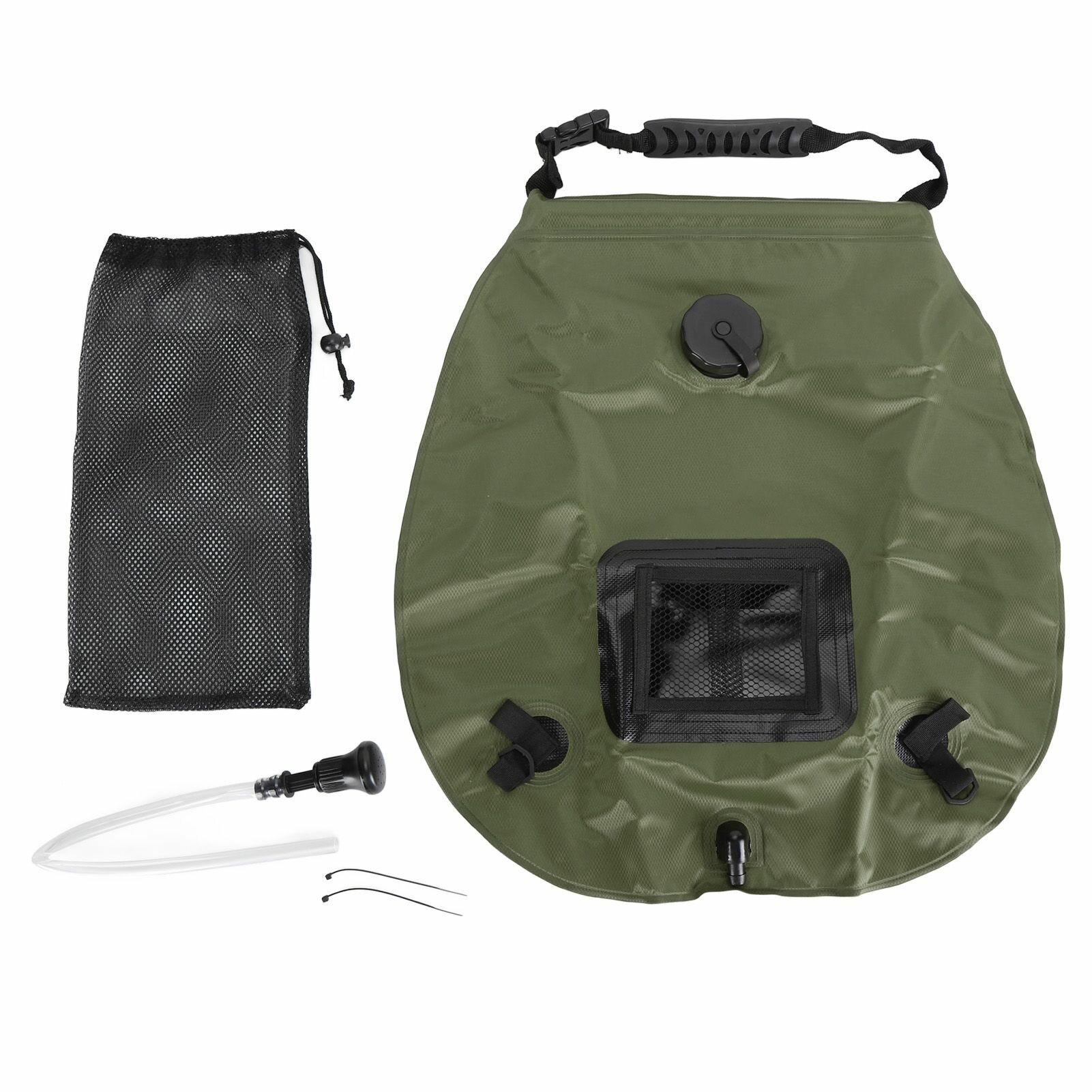 Портативный солнечный душ 20 л с термометром для кемпинга походов и пляжа OD Green