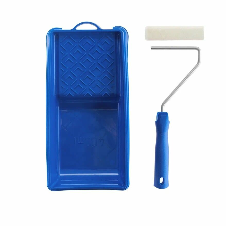 Набор для лаков: валик 110 мм, велюр и шерсть; ванночка 400 мл, акор Мастер — фото 1