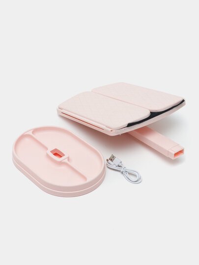 Косметическое зеркало с LED-подсветкой, тройное складное, сенсорное управление, USB — фото 1