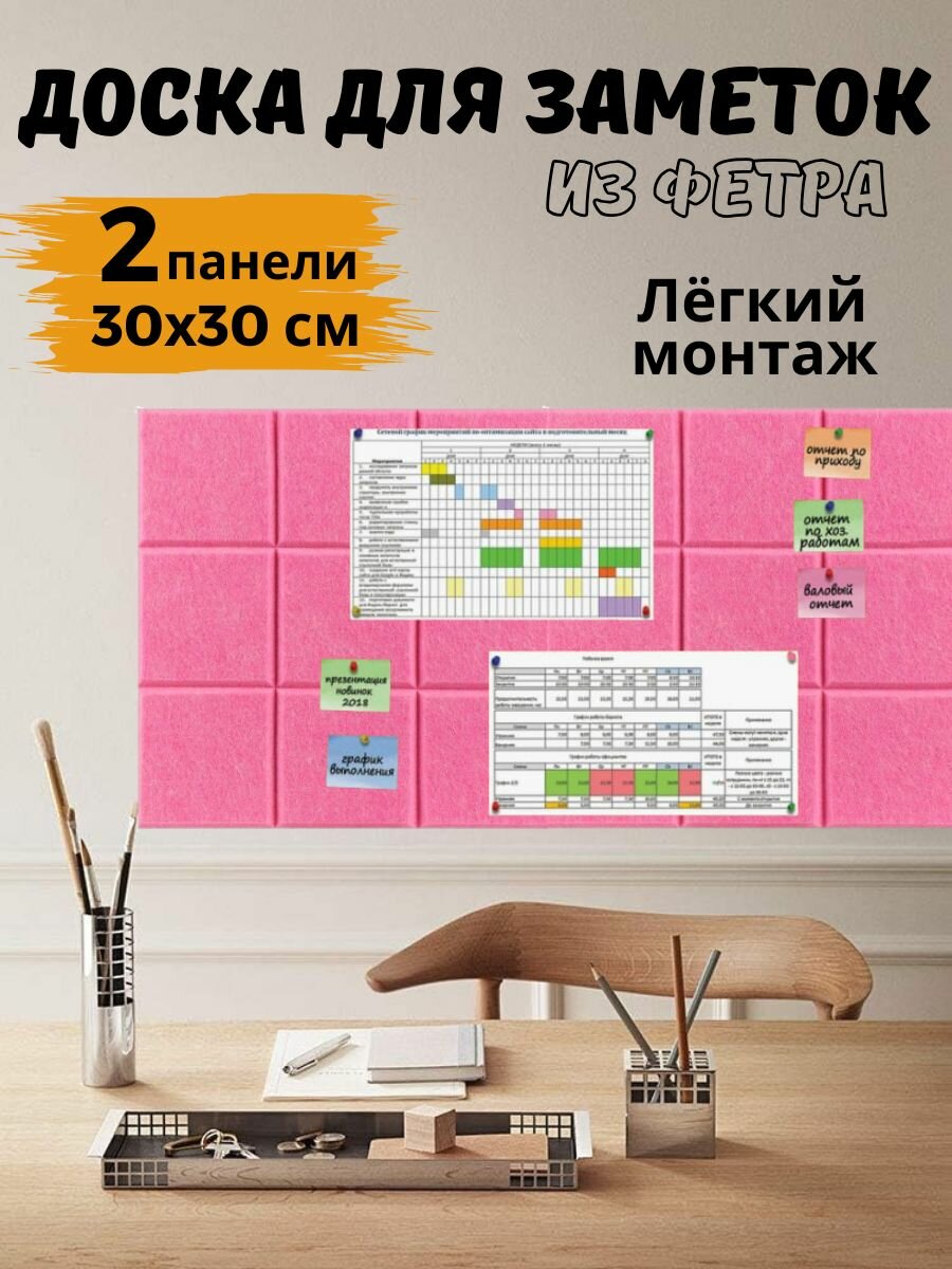 Текстильная доска для заметок и фотографий на стену 2 шт