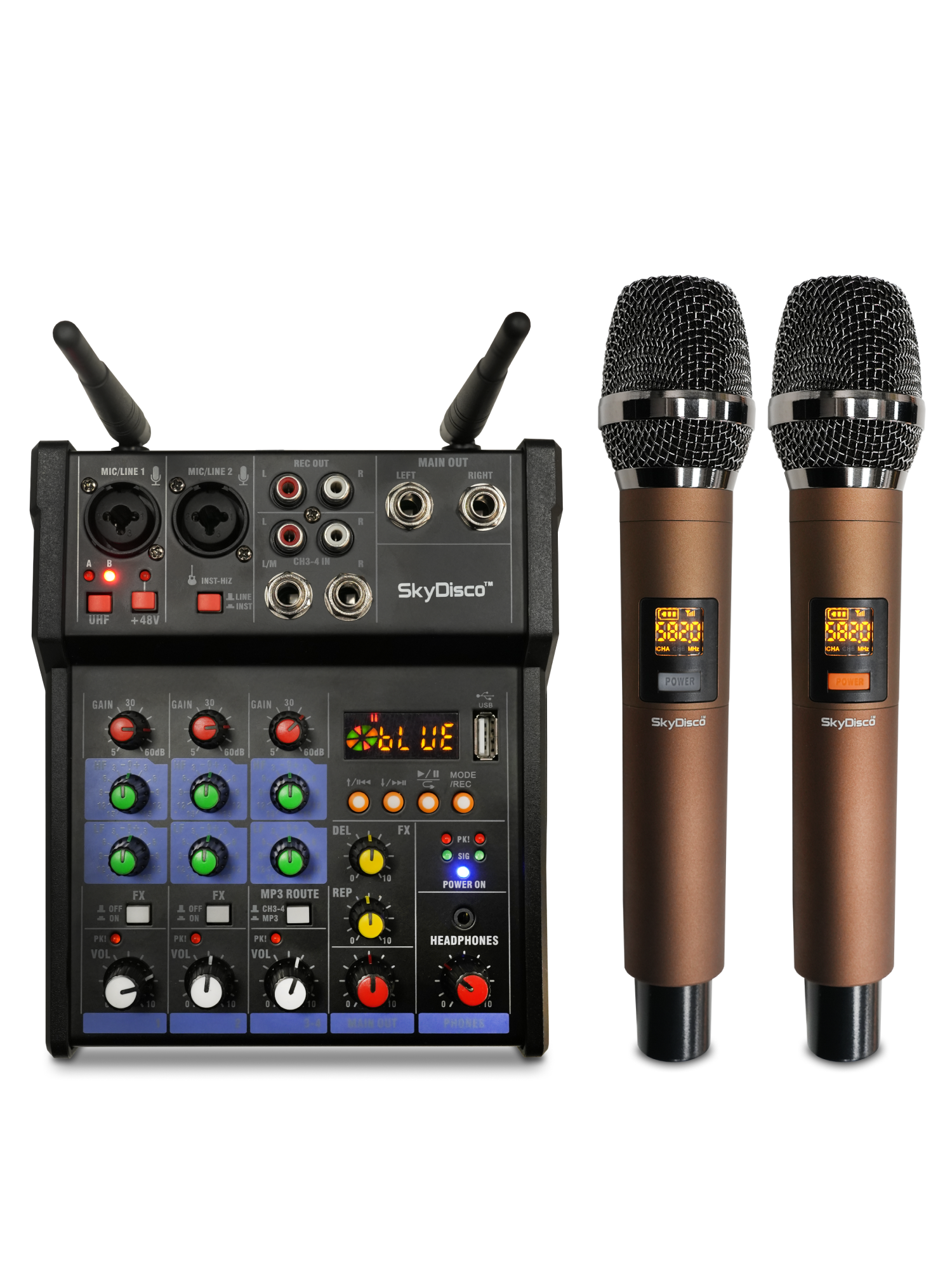Караоке-микшер с микрофонами SkyDisco UM-200 Bluetooth