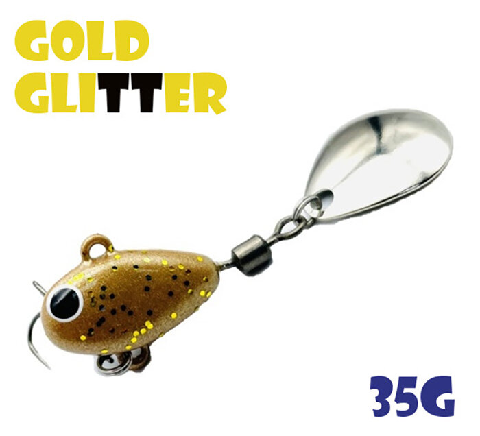 Блесна Тейл-Спиннер для рыбалки Uf-Studio Hurricane 35g #Gold Glitter
