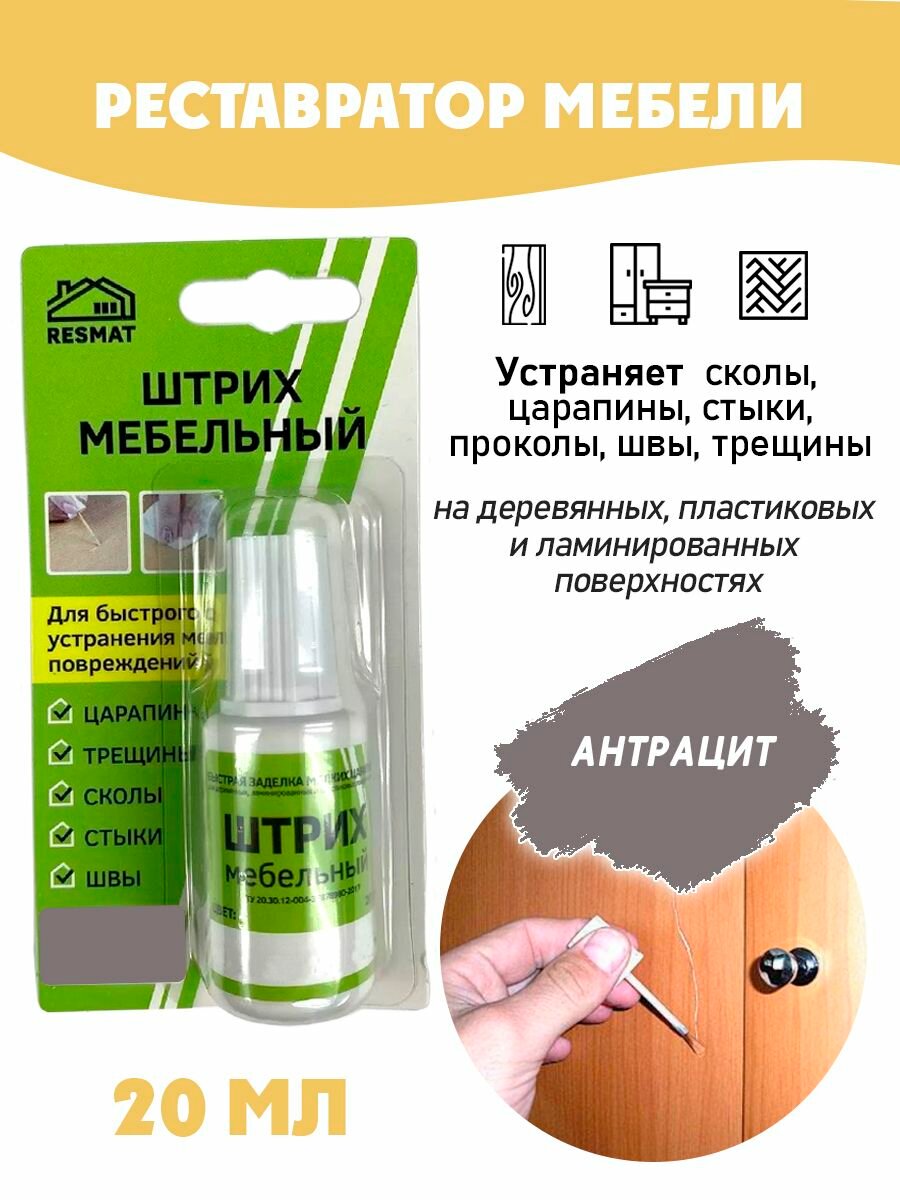 Штрих мебельный в блистере реставрация поверхностей цвет Антрацит