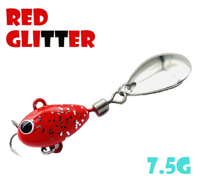 Блесна Тейл-Спиннер для рыбалки Uf-Studio Hurricane 7.5g #Red Glitter