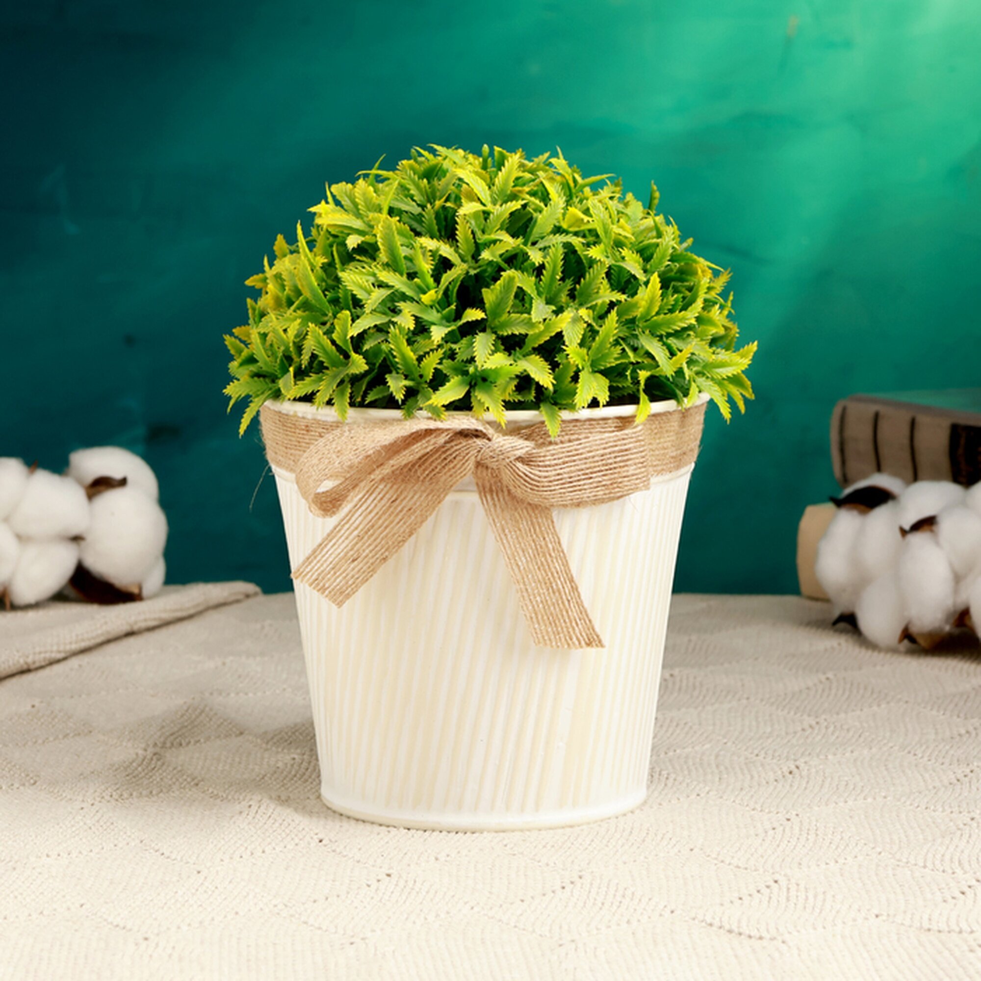 Кашпо Take It Easy «Ведерко Гленн» металл бежевое настольное 13x13x12 см