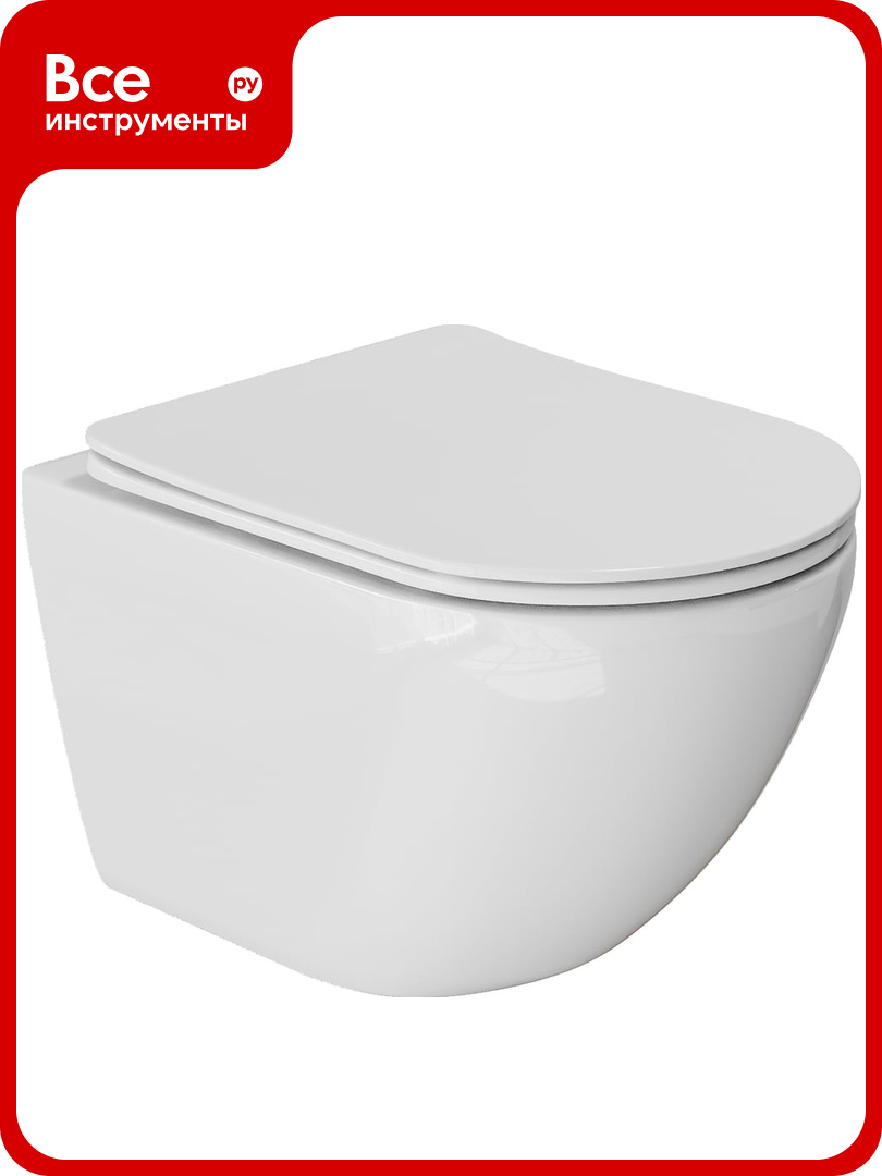 Унитаз подвесной безободковый WAVE MERIDIAN Tornado3.0 быстросъемное сиденье дюропласт м/л белый глянец L 551735