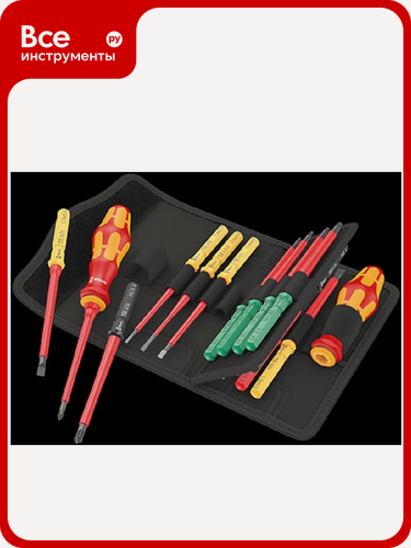 Изображение товара Набор бит WERA Kraftform Kompakt VDE 17 Universal, комплект с диэлектрическим покрытием, кейсом и настенным держателем