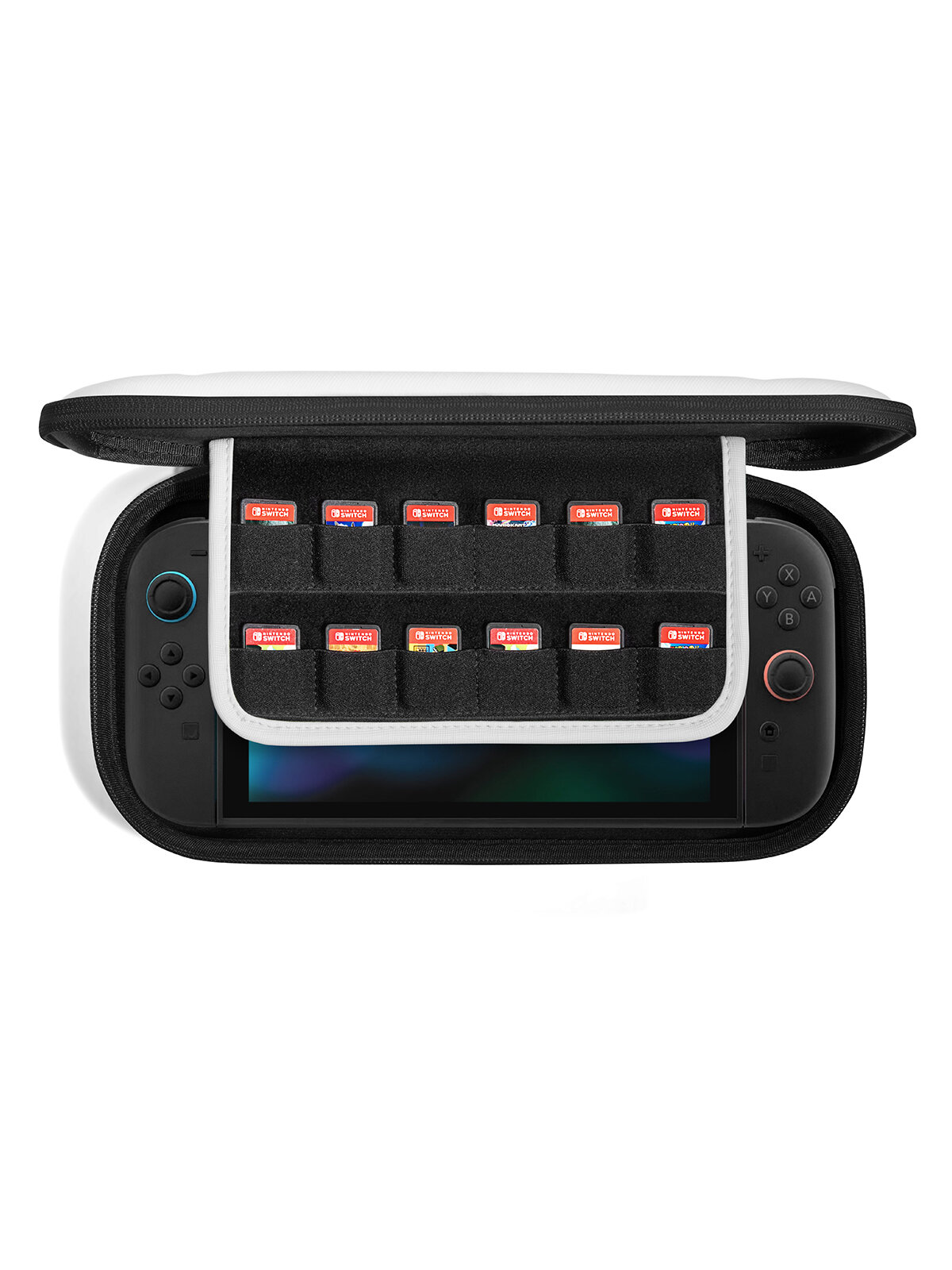 Чехол Tomtoc для Nintendo Switch 2, FancyCase-G05 с мягкой подкладкой, со слотами для картриджей, белый — фото 1