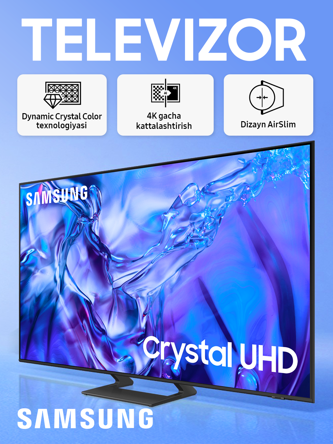 Телевизор Samsung UE55CU8500UXUZ - Airslim Crystal UHD – 4K, смарт Tizen OS, HDR10+