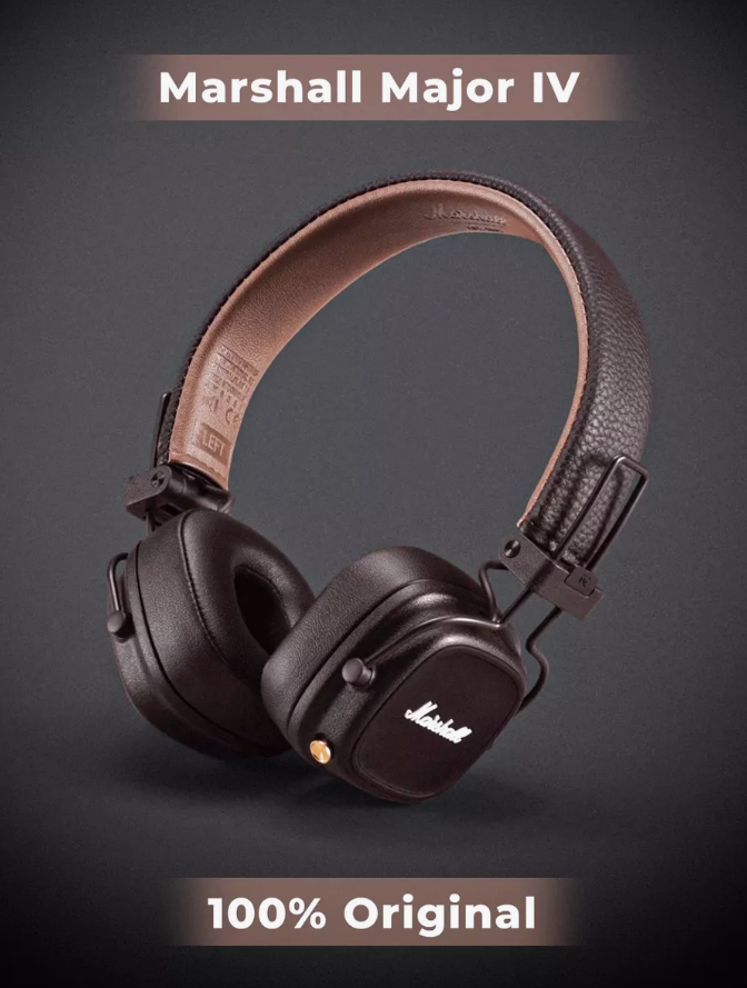 Беспроводные наушники Marshall Major IV - 4 Brown, Bluetooth, 3.5 мм/USB Type-C, коричневый