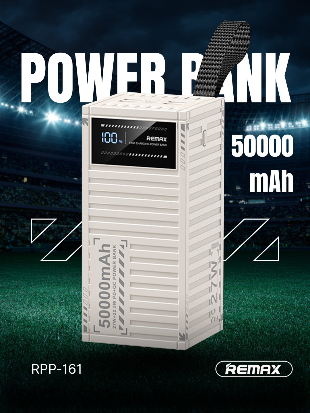 Внешний аккумулятор REMAX RPP-161 Power Bank 22.5W быстрая зарядка, 50000 mA/h, Type-C, USB, Micro USB