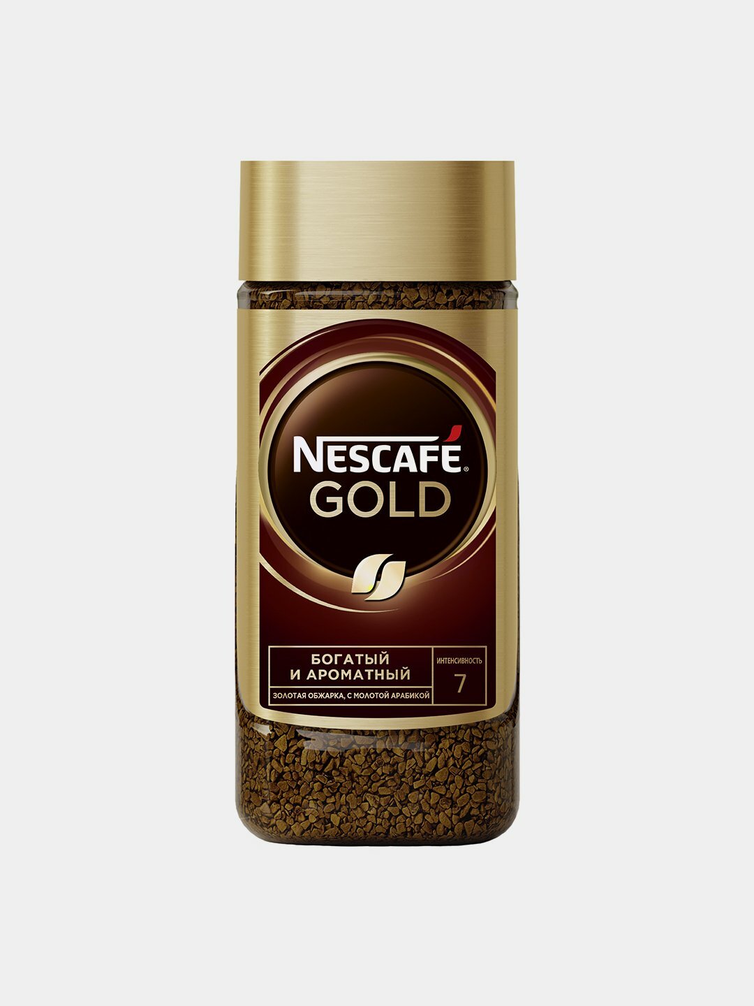 Кофе Nescafe Gold, сублимированный, с натуральным жареным молотым, 190г