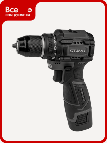 Изображение товара Дрель-шуруповерт аккумуляторная Ставр 16V, BL, 34/16 Нм, Stavr SDD 16BL-2K 9020100413