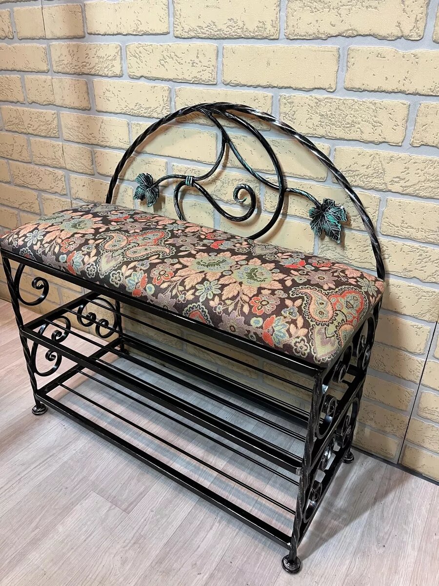 Кованая банкетка №18, Студия кованой мебели Нива, цвет красно-коричневый — фото 1