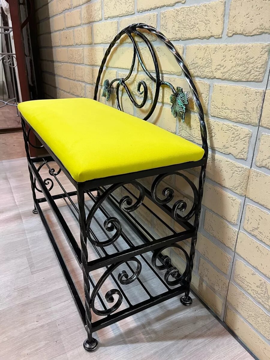 Кованая банкетка №18, Студия кованой мебели Нива, цвет желтый — фото 1