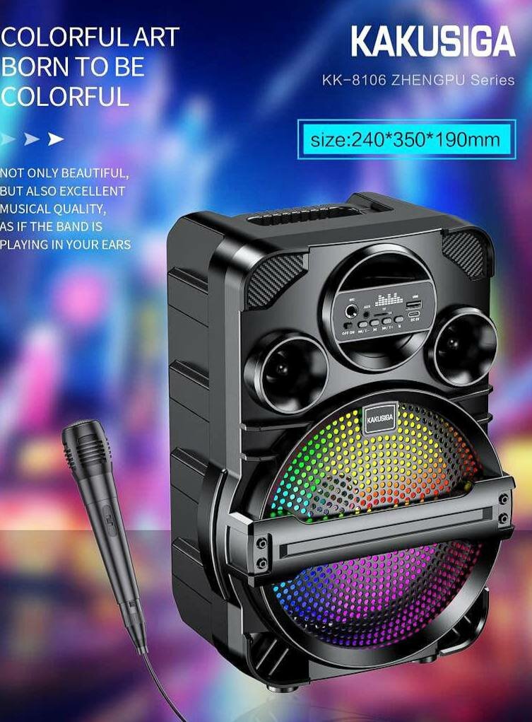 Портативная колонка KAKUSIGA KK-8106, беспроводная Bluetooth колонка, до 15 Вт, черная