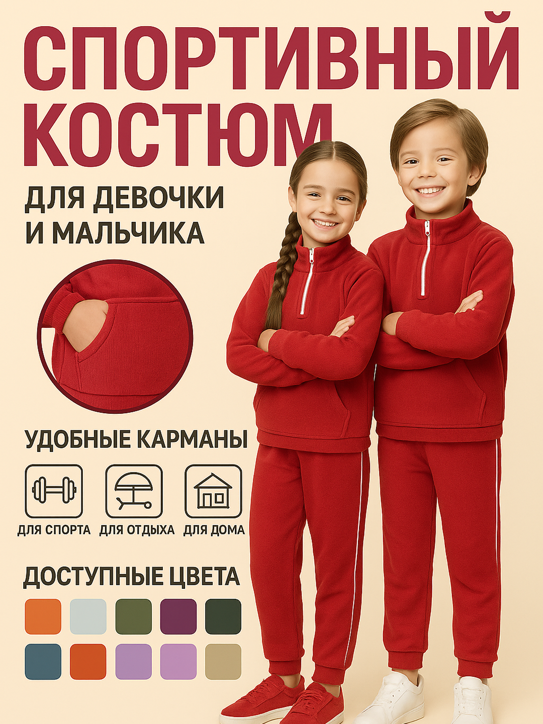 Костюм спортивный , размер 3, красный