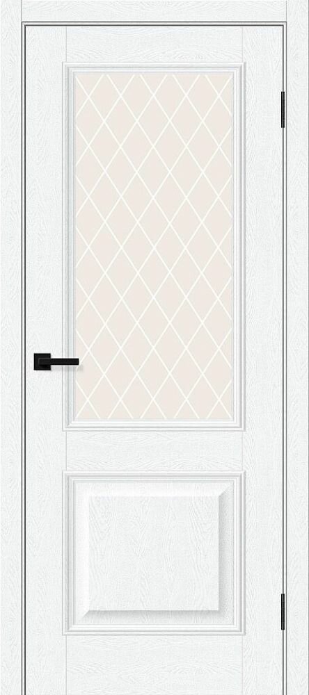 Межкомнатная Дверь ПЭТ Bravo Классик-13 White Silkwood / White Сrystal 900х2000мм (полотно 1шт) / Браво
