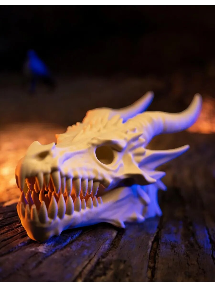 Фигурка Череп Дракон 2 цвет кость 3D печать готическая динозавр — фото 1