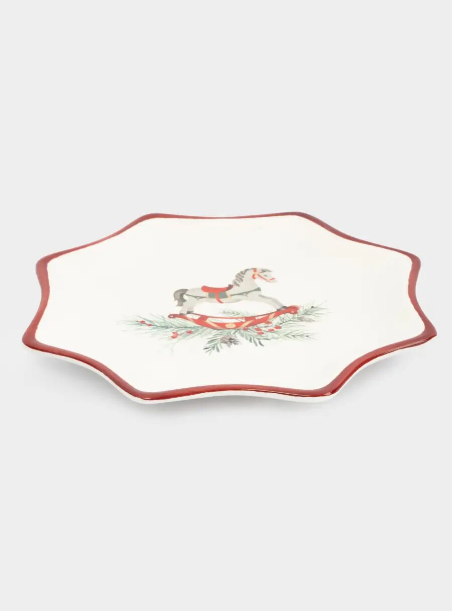 Блюдо, 20 см, керамика D, красное, Лошадка, Festival