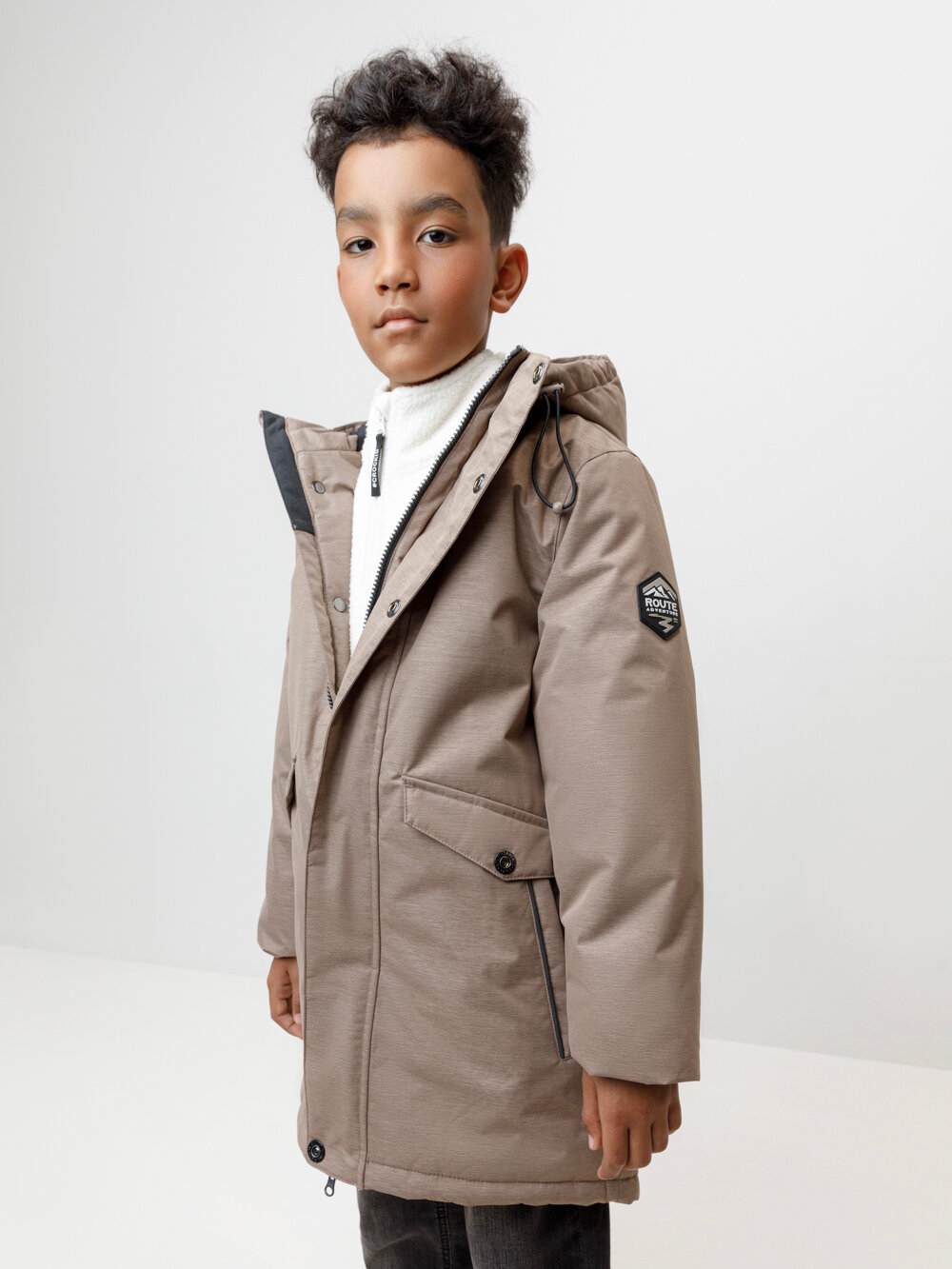 Пальто crockid размер 122-128/64/60 бежевый