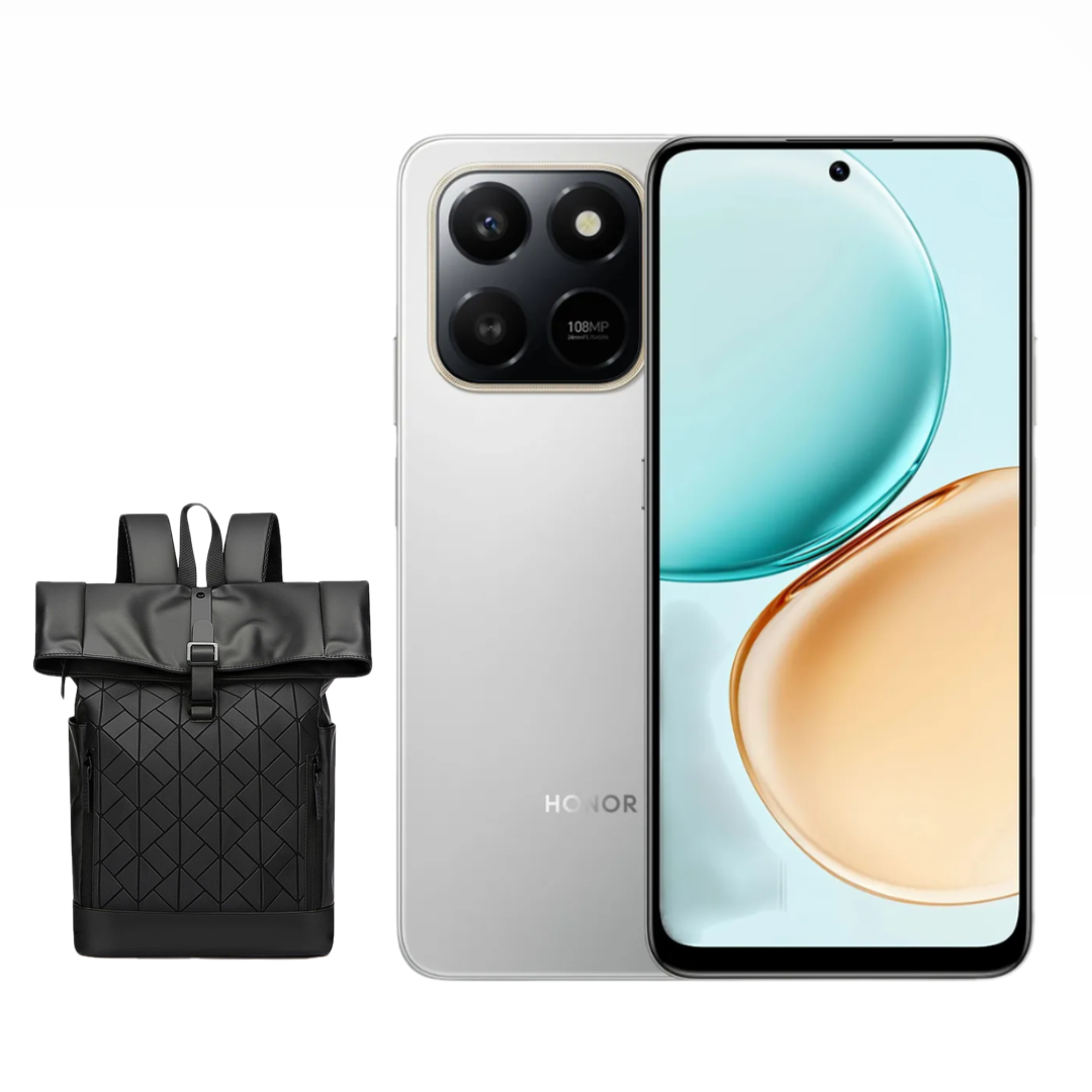 Смартфон Honor X7d 4G, камера 108 МП, 8/256GB, 6,77", Meteor Silver + рюкзак в подарок