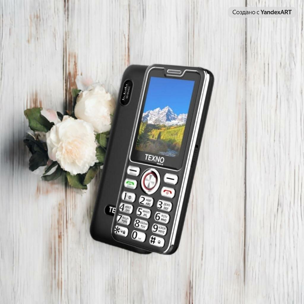 Texno Max 025 кнопочный телефон, два сим, фонарик, FM радио, черный — фото 1