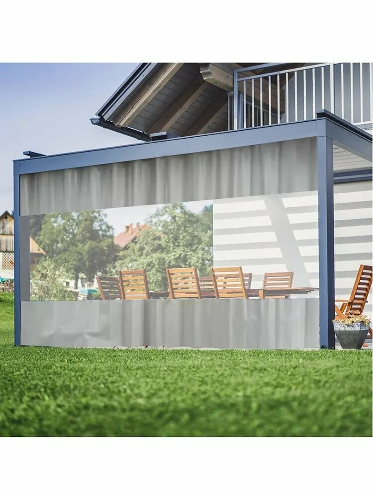 Штора уличная 400х240 см крепление Люверсы серый