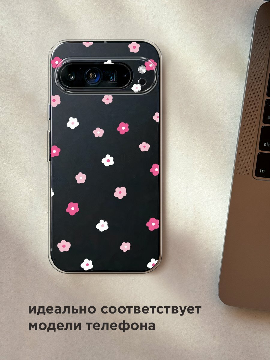 Чехол на Google Pixel 9 Pro XL / Гугл Пиксель 9 Про XL с принтом "Весенние цветочки рисунок", прозрачный — фото 1