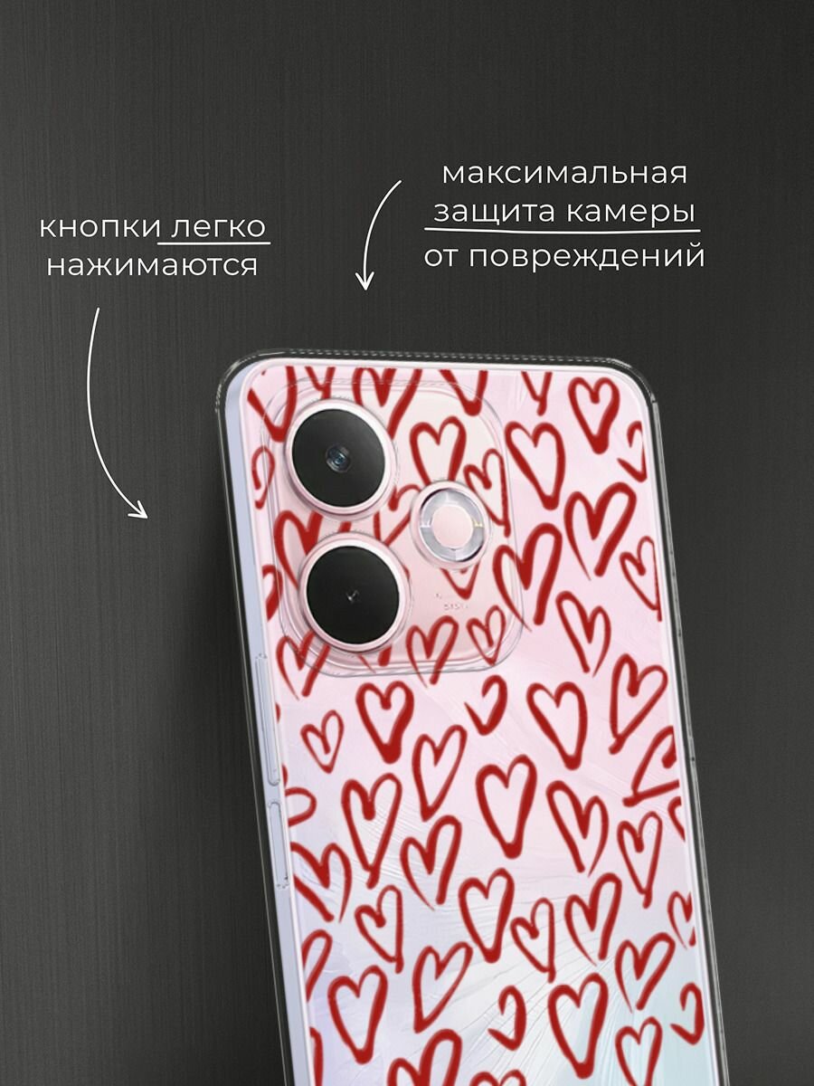 Чехол на Oppo A5 Pro / Оппо А5 Про с принтом "Легкие бордовые сердечки" — фото 1