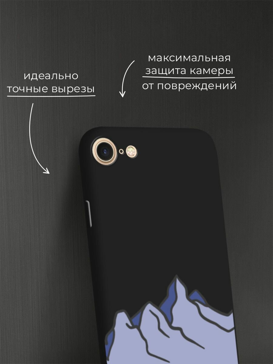 Черный матовый чехол на Apple iPhone 7 / Айфон 7 с принтом "Гора" — фото 1