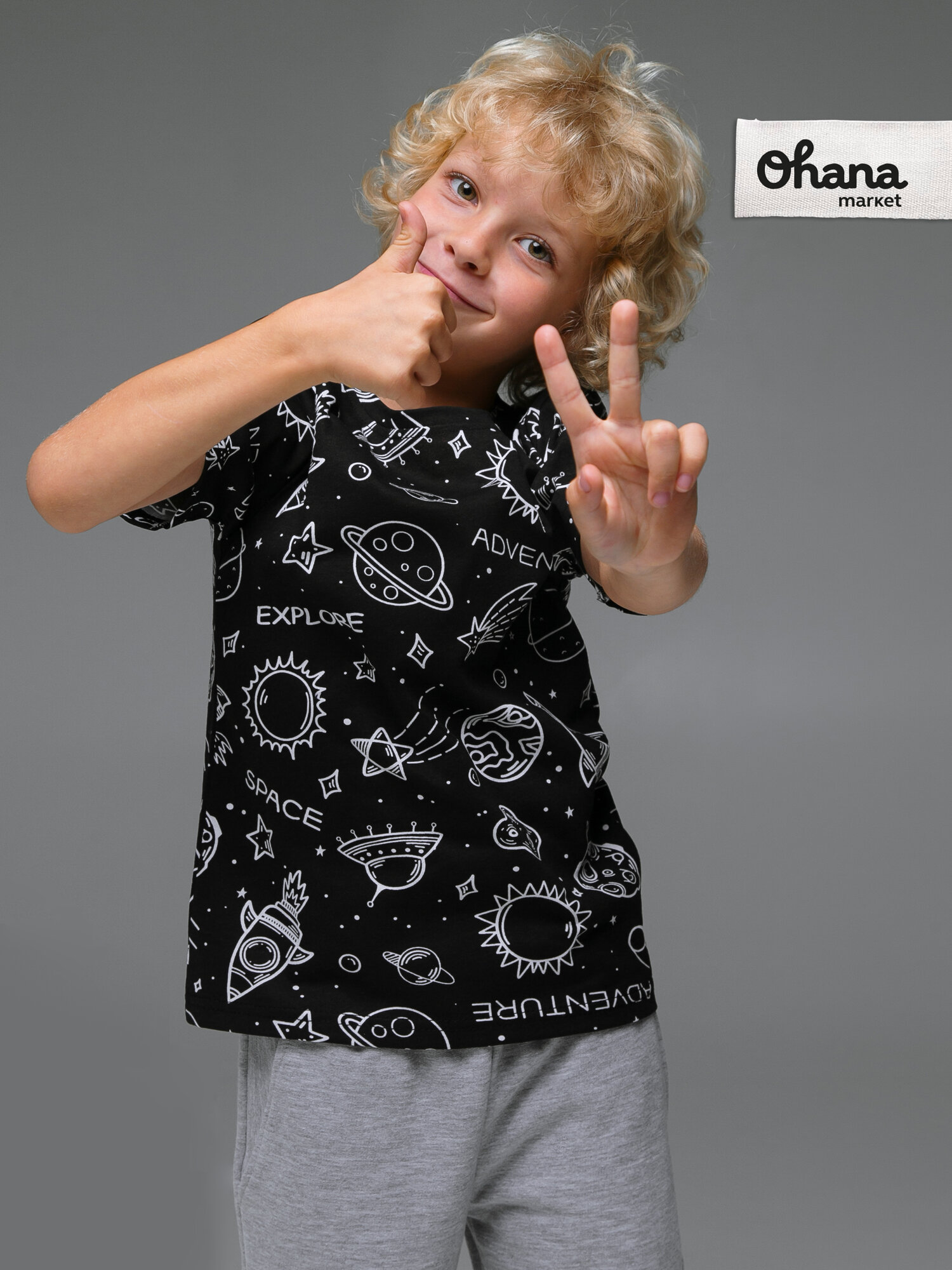 Футболка Ohana kids для физкультуры и детского сада размер 98 черный/космос