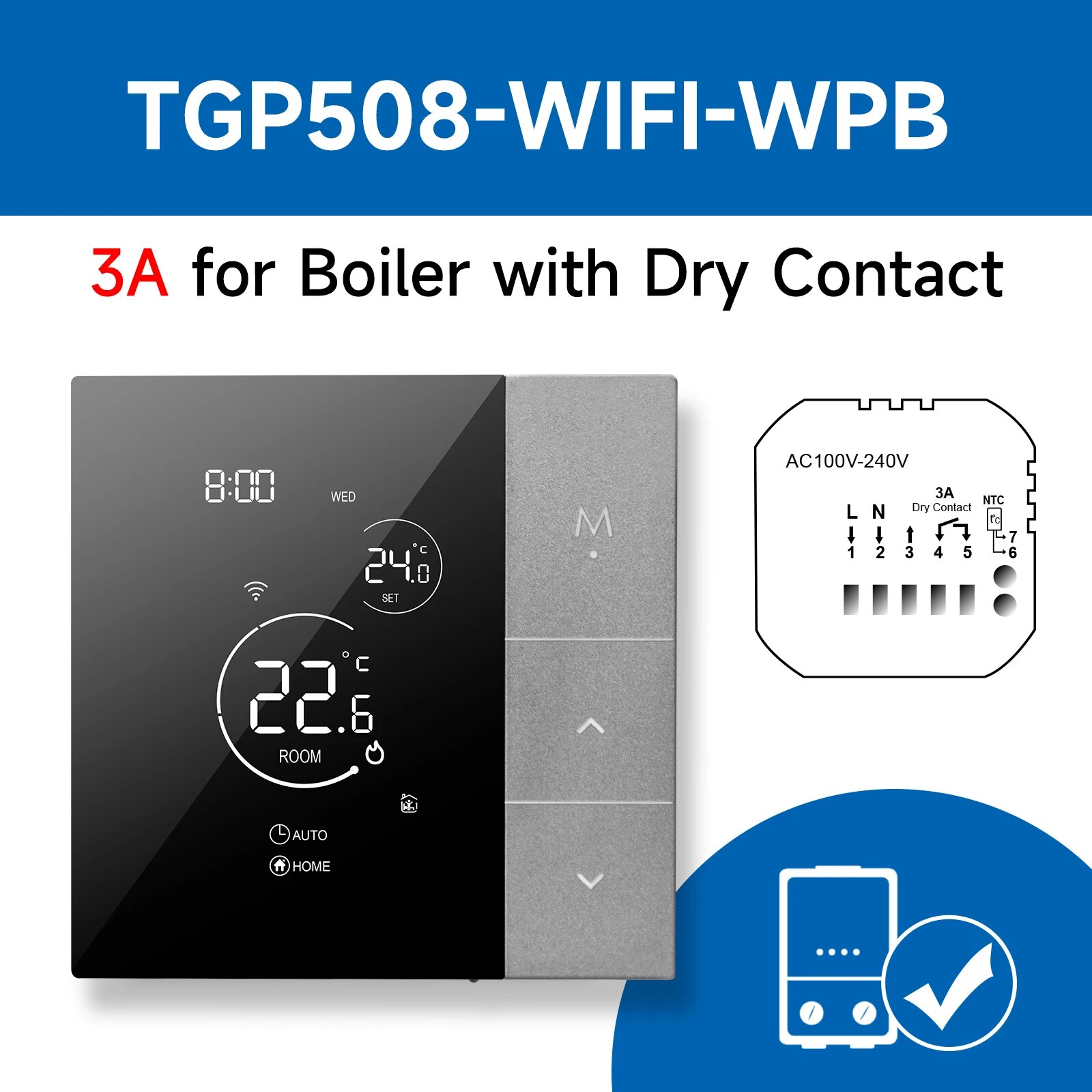 Термостат Beok Smart Life для системы отопления пола Wi-Fi контроллер температуры для газового котла работает с Google Home Alice