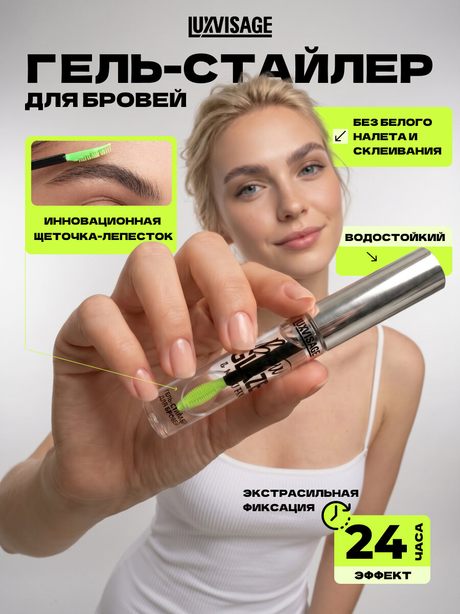 Гель для бровей LUXVISAGE BROW GLAZE & MAX FIX Бесцветный 6г