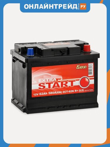 Изображение товара Аккумулятор Extra Start 62e 6СТ-62N R+ (L2), 242x175x190, обратная полярность, 62 Ач